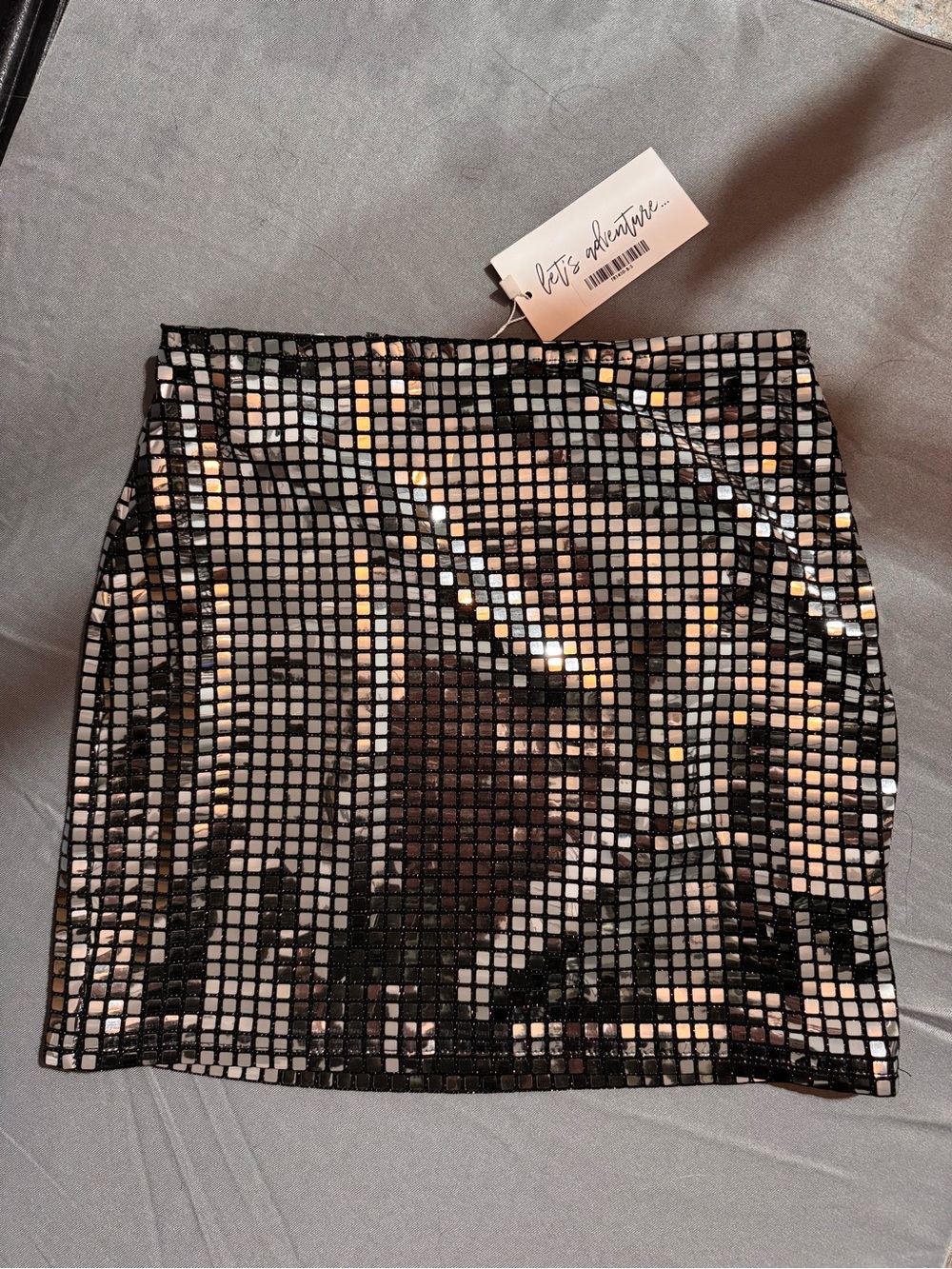 NWT Disco Ball Mirror Tile Festival Mini Skirt
